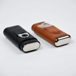 Handmade Leather Cigar Case holds 3 Cigars with cutter